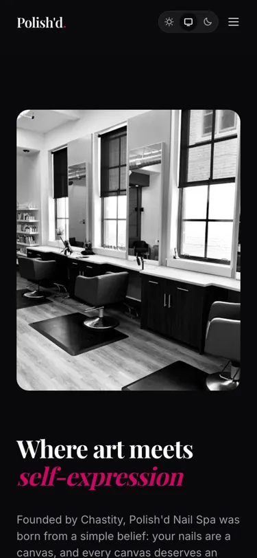 About page on mobile