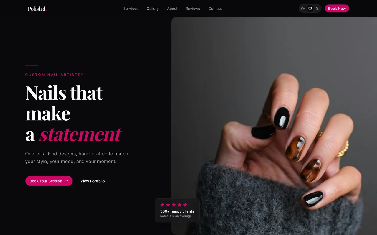 Polish'd nail salon home page