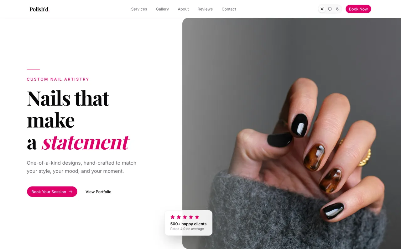 Polish'd nail salon home page